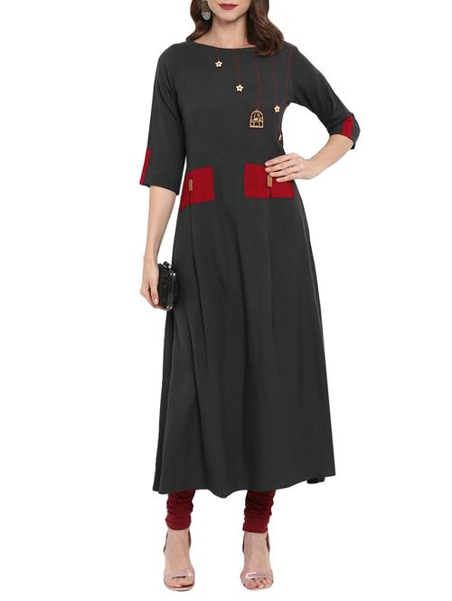 a-line embellished kurta - 15458060 - Very Small Image - 1