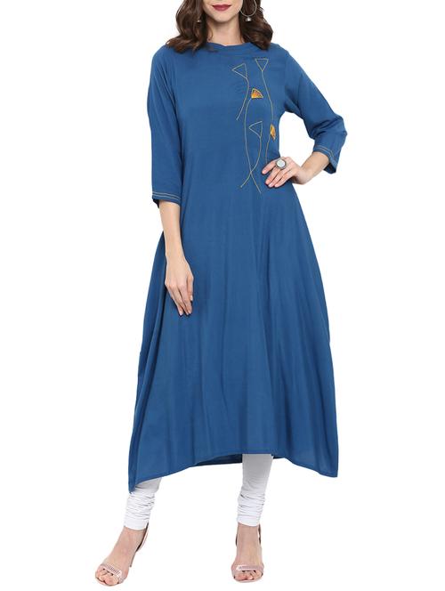 cowl a-line embroidered kurta - 15458063 - Very Small Image - 1