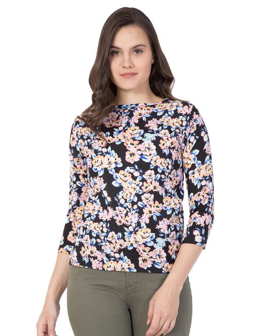 floral boat neck top - 15458192 - Very Small Image - 1