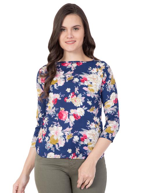 floral boat neck top - 15458197 - Very Small Image - 1