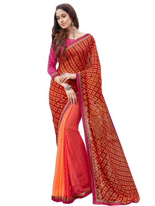 ditsy floral printed saree with blouse - 15458390 - Very Small Image - 1