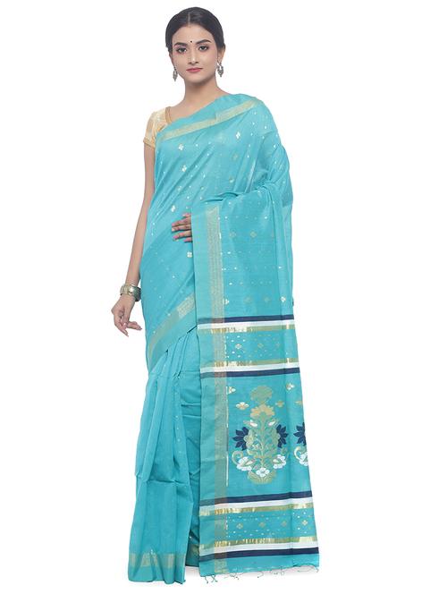 Golden Zari jamdani saree with blouse - 15458780 - Very Small Image - 1