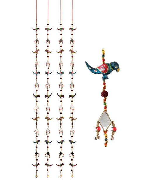 door hanging set of 4pc with paper machie 7 parrot and 6 mirror - 15459339 - Very Small Image - 1