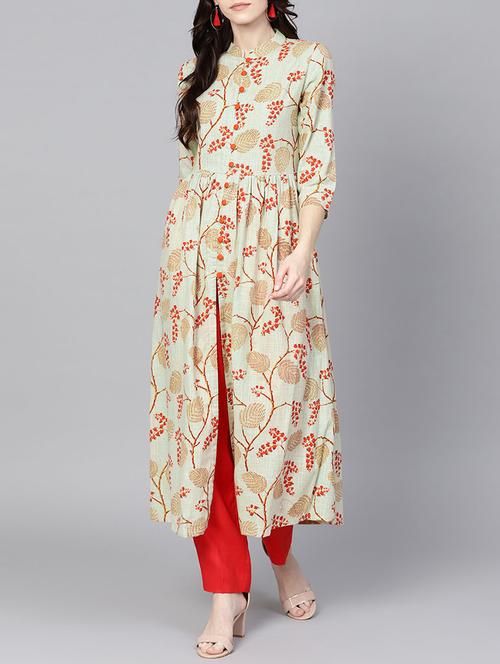 flared slit printed kurta - 15459437 - Very Small Image - 1