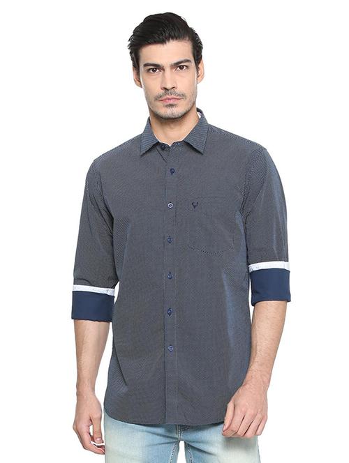 navy blue cotton casual shirt - 15459531 - Very Small Image - 1