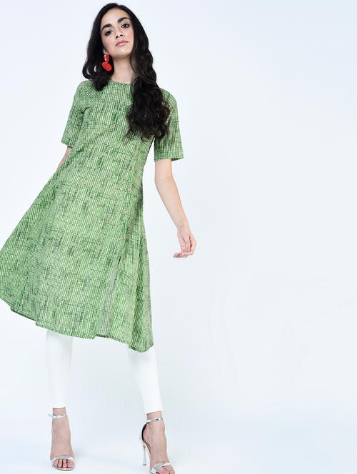a-line checkered kurta - 15460152 - Very Small Image - 1