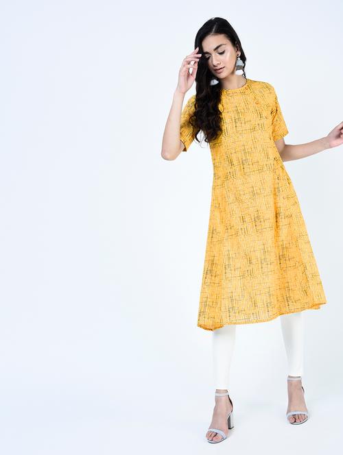 a-line checkered kurta - 15460154 - Very Small Image - 1