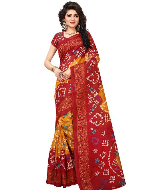 printed bandhani saree - 15460281 - Very Small Image - 1