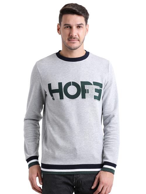 grey cotton chest print sweatshirt - 15460324 - Very Small Image - 1