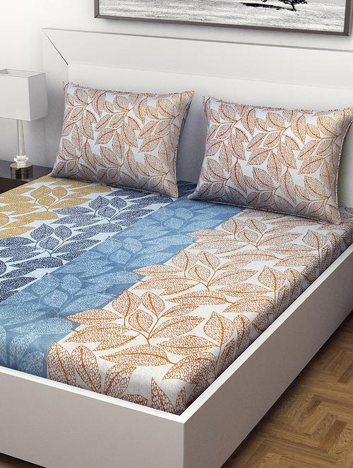 indiana home 100% cotton double bed sheet  with 2 pillow cover - 15460435 - Very Small Image - 1