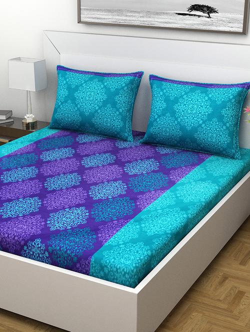 indiana home 100% cotton double bed sheet  with 2 pillow cover - 15460462 - Very Small Image - 1