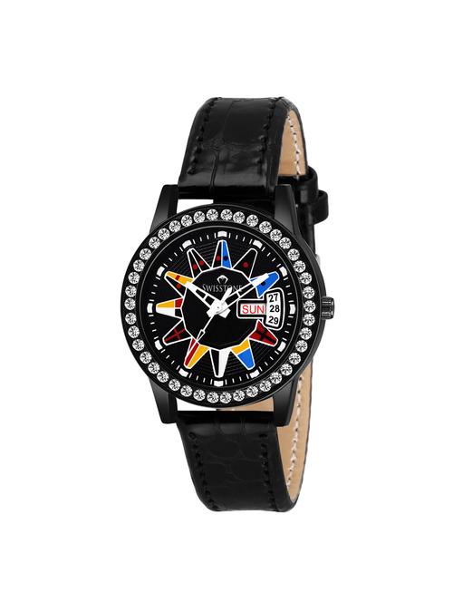 swisstone sw-l185-blk leather strap wrist watch - 15461197 - Very Small Image - 1