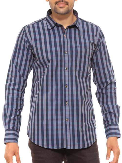 blue cotton casual shirt - 15461739 - Very Small Image - 1