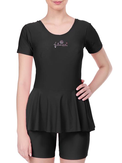 solid fluttered waist functional swimsuit - 15462524 - Very Small Image - 1