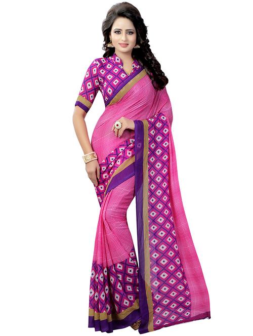 chequered print  saree - 15462620 - Very Small Image - 1