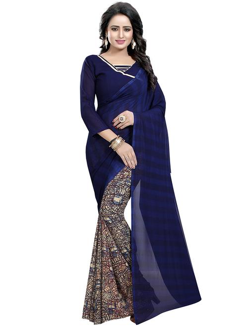printed half and half saree - 15462627 - Very Small Image - 1