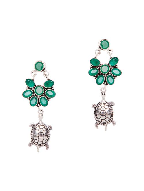 green silver tone stone earrings - 15462898 - Very Small Image - 1