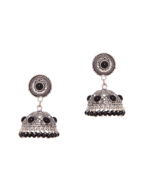 black silver tone stone earrings - 15462916 - Very Small Image - 1