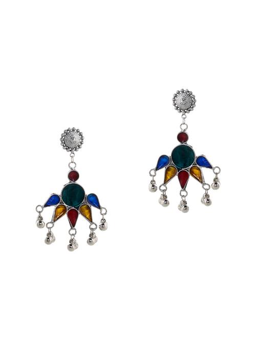 multi colored silver tone enamel earrings - 15462928 - Very Small Image - 1