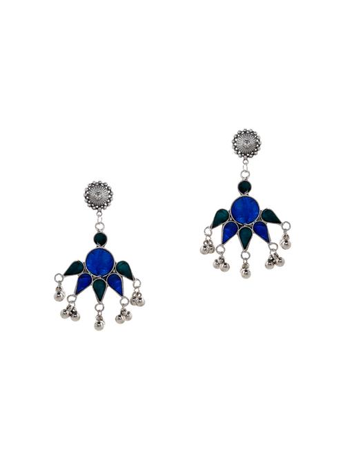 blue brass jhumka earring - 15462929 - Very Small Image - 1