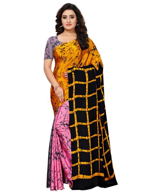 abstract printed saree with blouse - 15463418 - Very Small Image - 1