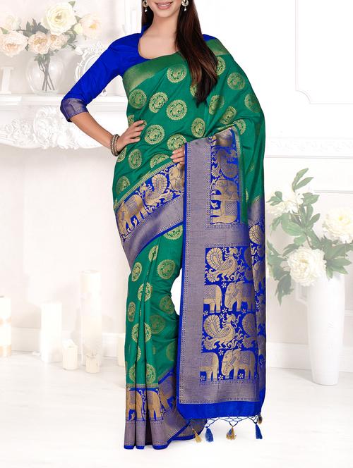 contrast border conversational kanjivaram saree - 15463957 - Very Small Image - 1