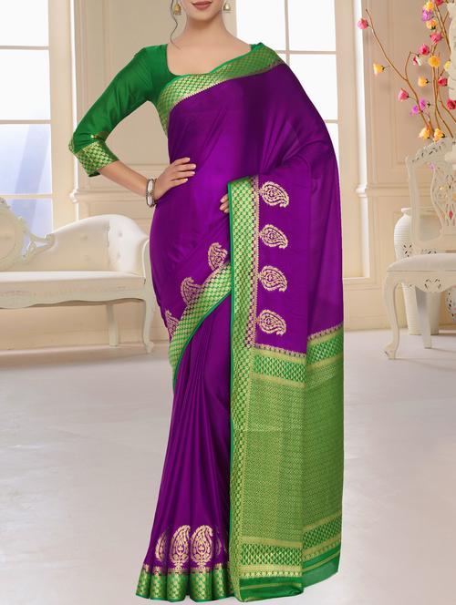 contrast paisley border woven saree - 15463961 - Very Small Image - 1