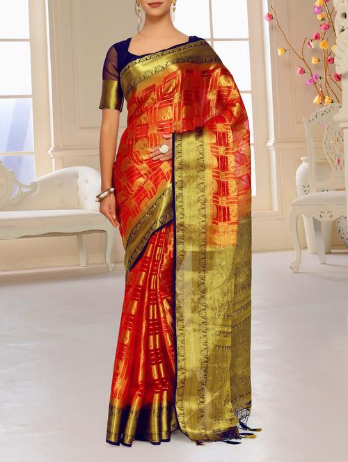 gold border conversational kanjivaram saree - 15463967 - Very Small Image - 1