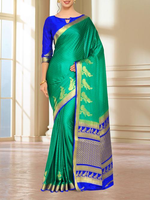 contrast paisley border woven saree - 15463983 - Very Small Image - 1