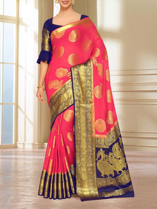 gold zari motif kanjivaram saree - 15464037 - Very Small Image - 1