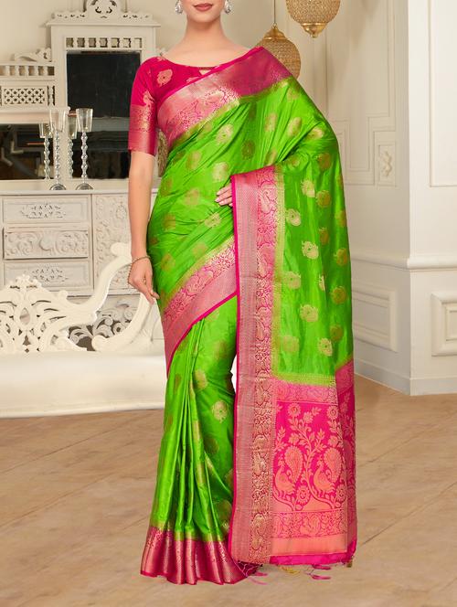women's self design green colored saree - 15464242 - Very Small Image - 1