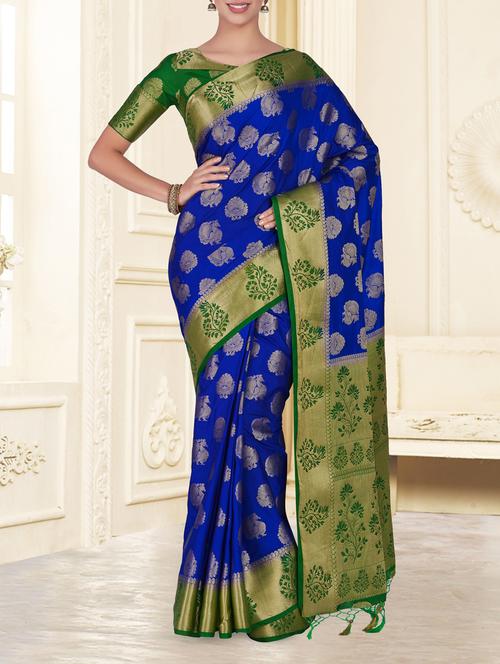 contrast border conversational kanjivaram saree - 15464353 - Very Small Image - 1