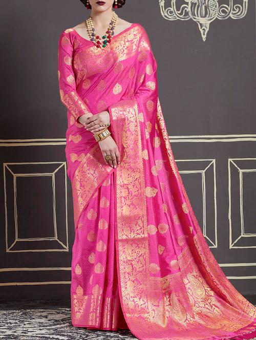 gold zari motif banarasi saree with blouse - 15464465 - Very Small Image - 1