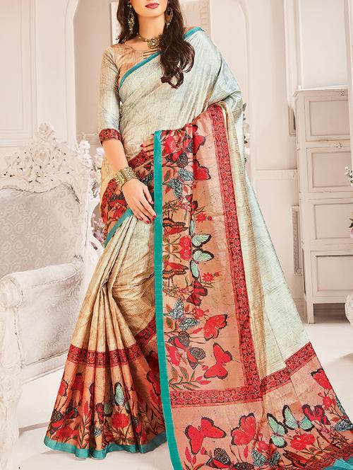 graphic digital printed saree with blouse - 15464474 - Very Small Image - 1