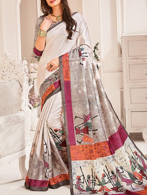 graphic digital printed saree with blouse - 15464475 - Very Small Image - 1