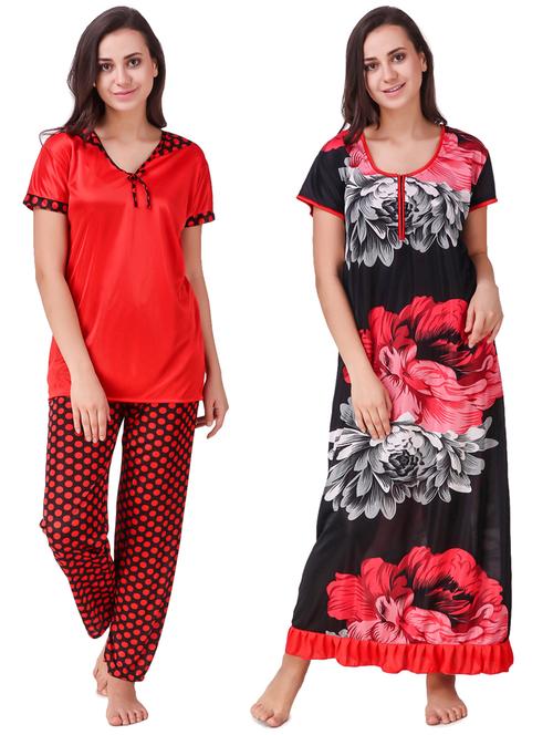 printed nighty & nighwear pajama set - 15464767 - Very Small Image - 1