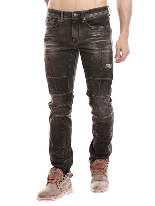 brown cotton biker denim - 15465454 - Very Small Image - 1