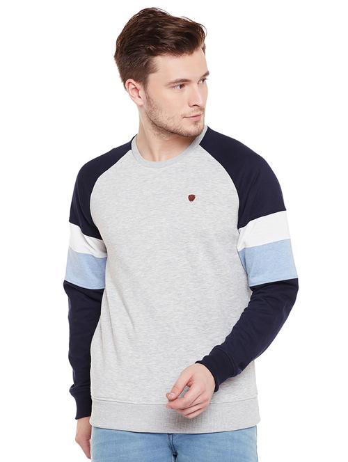 grey cotton color block sweatshirt - 15465794 - Very Small Image - 1