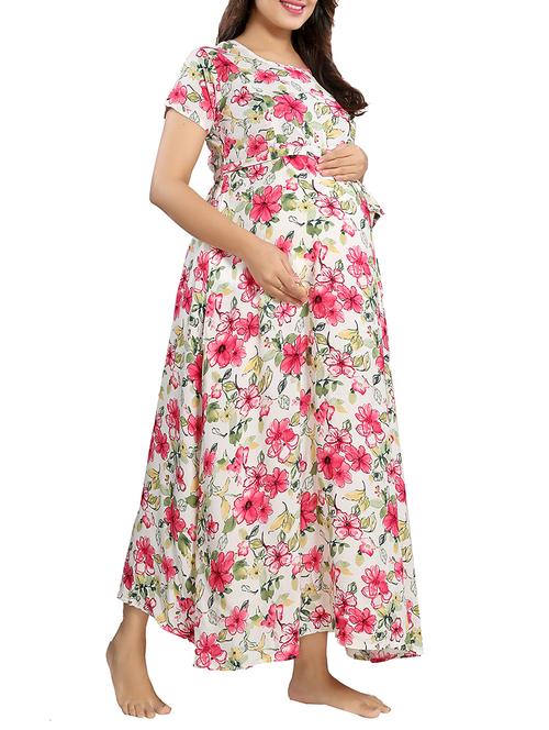floral belted maternity dress - 15465805 - Very Small Image - 1