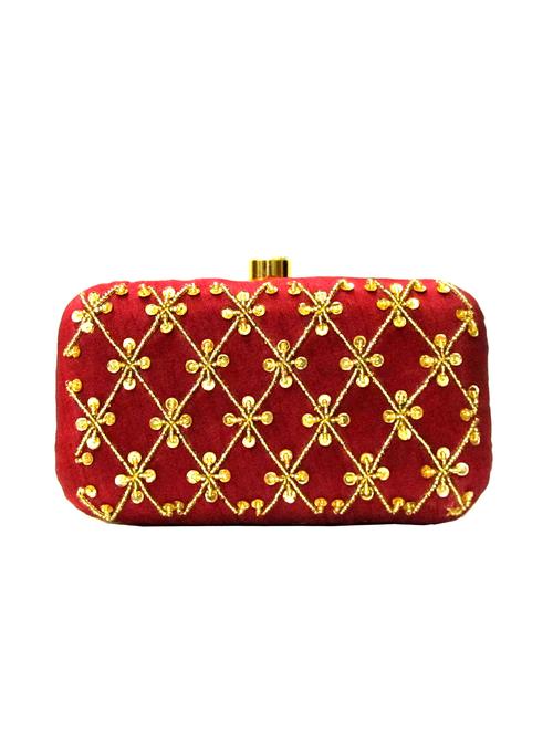 maroon velvet box clutch - 15466091 - Very Small Image - 1