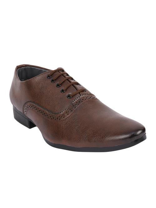 brown Leatherette lace-up oxfords - 15466664 - Very Small Image - 1