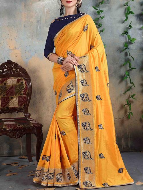 conversational thread embroidered silk saree with blouse - 15466680 - Very Small Image - 1