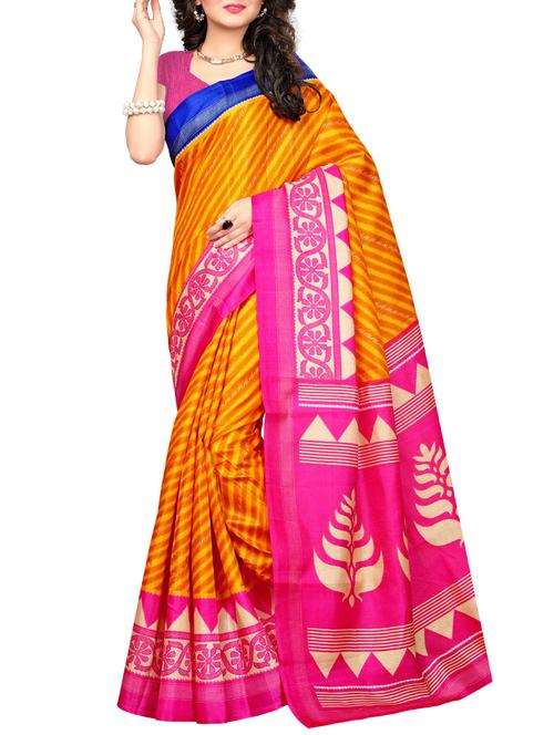contrast border striped saree with blouse - 15467341 - Very Small Image - 1