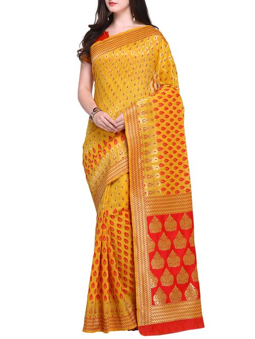 women's self design mustard colored saree - 15468620 - Very Small Image - 1