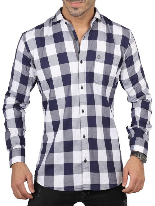 blue cotton casual shirt - 15468916 - Very Small Image - 1