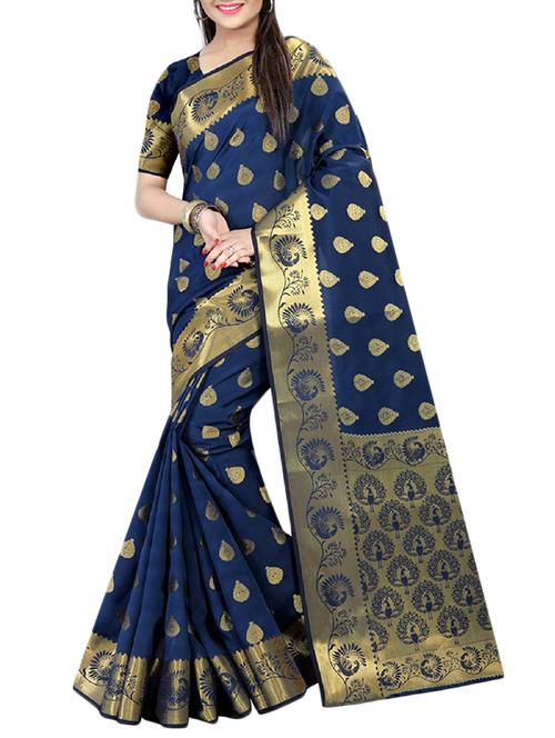 gold zari motif banarasi saree with blouse - 15469201 - Very Small Image - 1