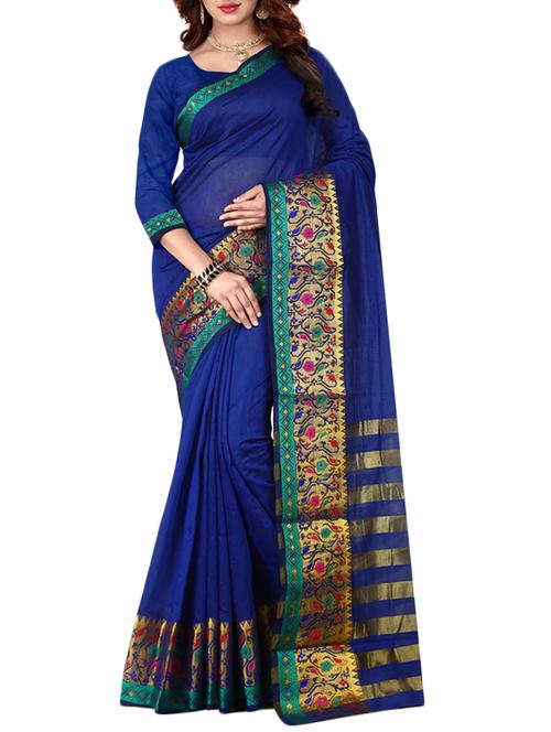 striped zari pallu woven saree with blouse - 15469211 - Very Small Image - 1