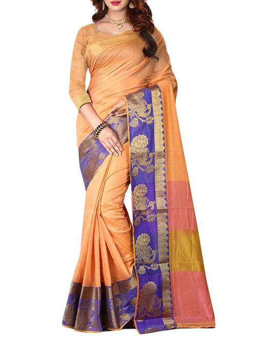 contrast conversational border woven saree with blouse - 15469223 - Very Small Image - 1