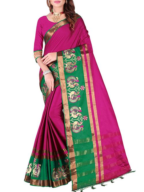 contrast border conversational embroidered saree with blouse - 15470078 - Very Small Image - 1