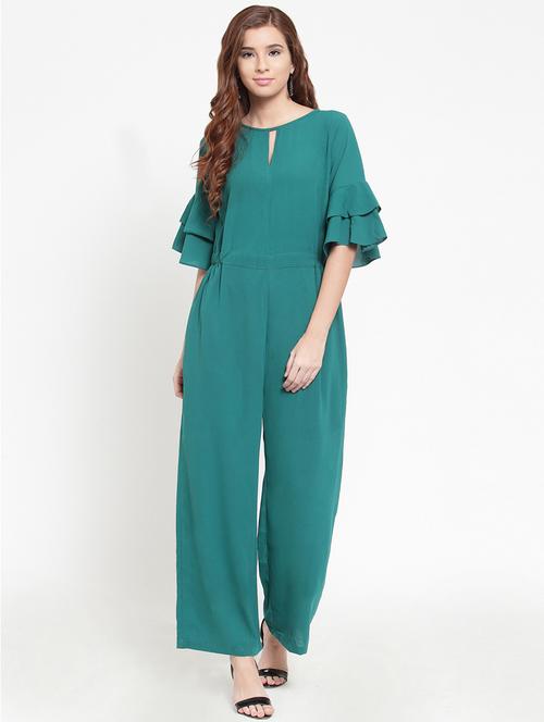 key-hole neck layer sleeved jumpsuit - 15470711 - Very Small Image - 1
